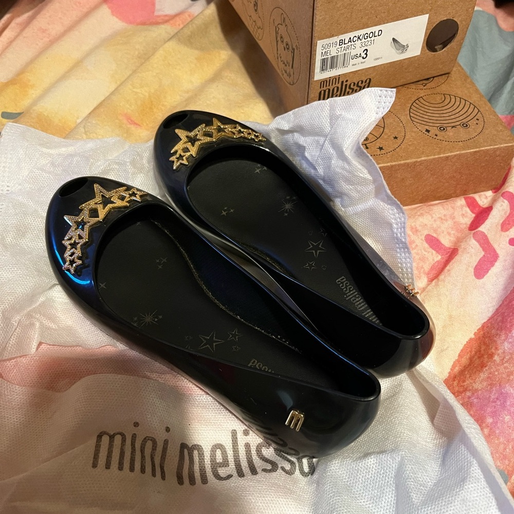 MINI MELISSA GIRL'S ULTRAGIRL STARS, BLACK/GOLD - size 3